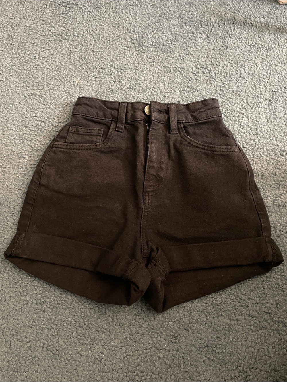 Cotton On High-Waist Brown Rolled-Hem Shorts